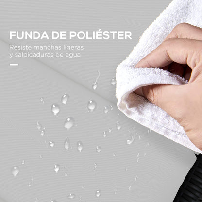 Sun Lounger Cushion 196x63x6 cm Cotton Lounger Mattress with Waterproof Fabric Seat and Back Cushion for Garden Terrace Balcony Light Gray