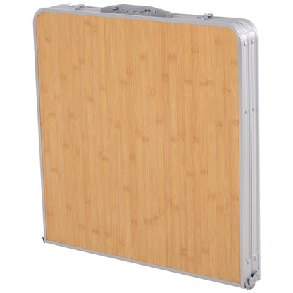 Portable Folding Camping Table with Flip-Out Wing Lightweight Aluminum Picnic Table Load 30kg Adjustable Height 153x60x39/71 cm