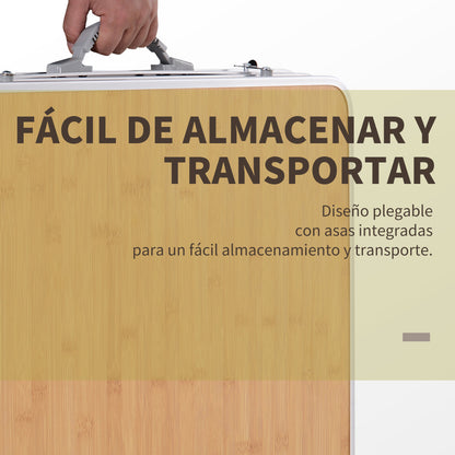 Portable Folding Camping Table with Flip-Out Wing Lightweight Aluminum Picnic Table Load 30kg Adjustable Height 153x60x39/71 cm