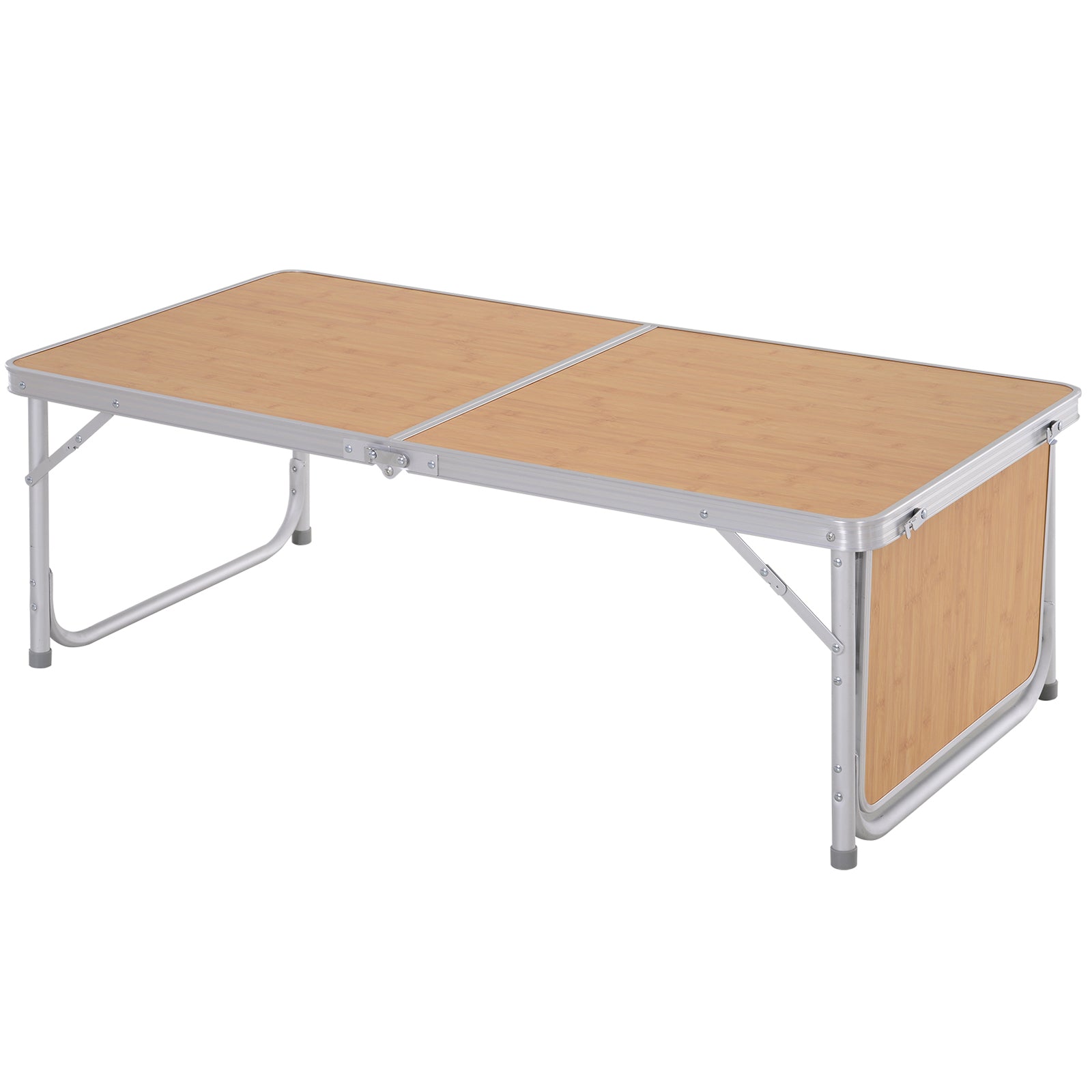 Portable Folding Camping Table with Flip-Out Wing Lightweight Aluminum Picnic Table Load 30kg Adjustable Height 153x60x39/71 cm