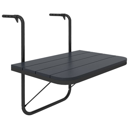 Hanging Balcony Table, Foldable Balcony Hanging Table, 4-Step Height Adjustable Folding Table, Hanging Table up to 25 kg, for Garden, Aluminum, 60 x 40 cm, Black