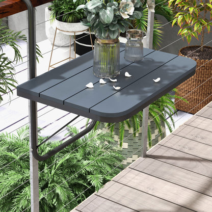 Hanging Balcony Table, Foldable Balcony Hanging Table, 4-Step Height Adjustable Folding Table, Hanging Table up to 25 kg, for Garden, Aluminum, 60 x 40 cm, Black