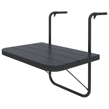 Hanging Balcony Table, Foldable Balcony Hanging Table, 4-Step Height Adjustable Folding Table, Hanging Table up to 25 kg, for Garden, Aluminum, 60 x 40 cm, Black
