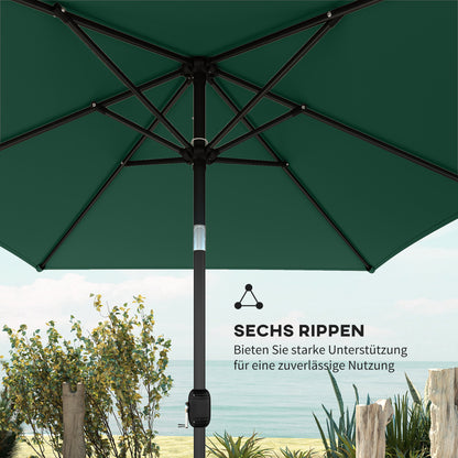 300 x 200 cm Tilt Rectangular Patio Umbrella with Crank & Cover — UV Protection, Wind-Resistant, Green