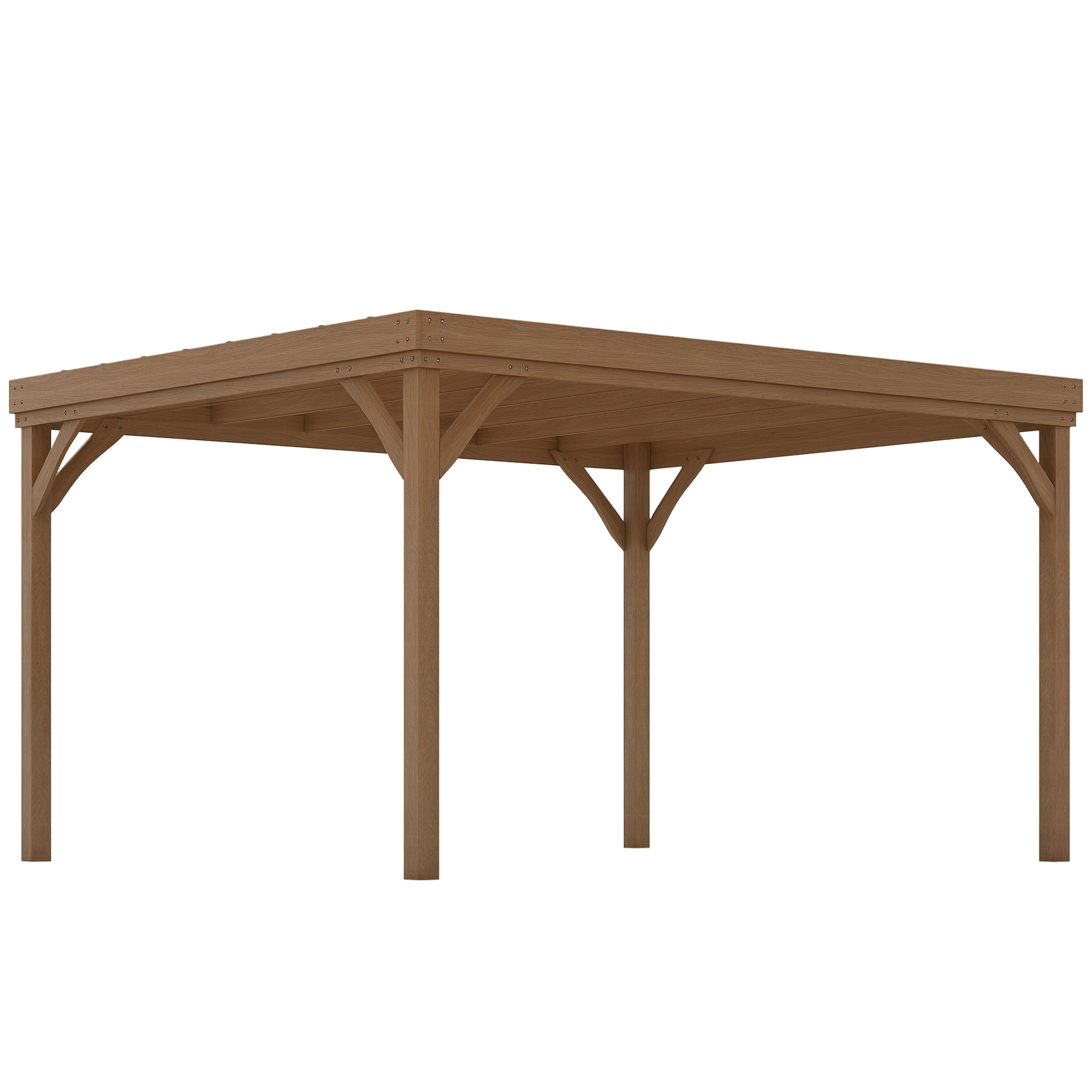 Outdoor Garden Pergola 4 x 3m Traditional Freestanding Wood Pergola with 4 Legs Terrace Roof to Decorate - Brown