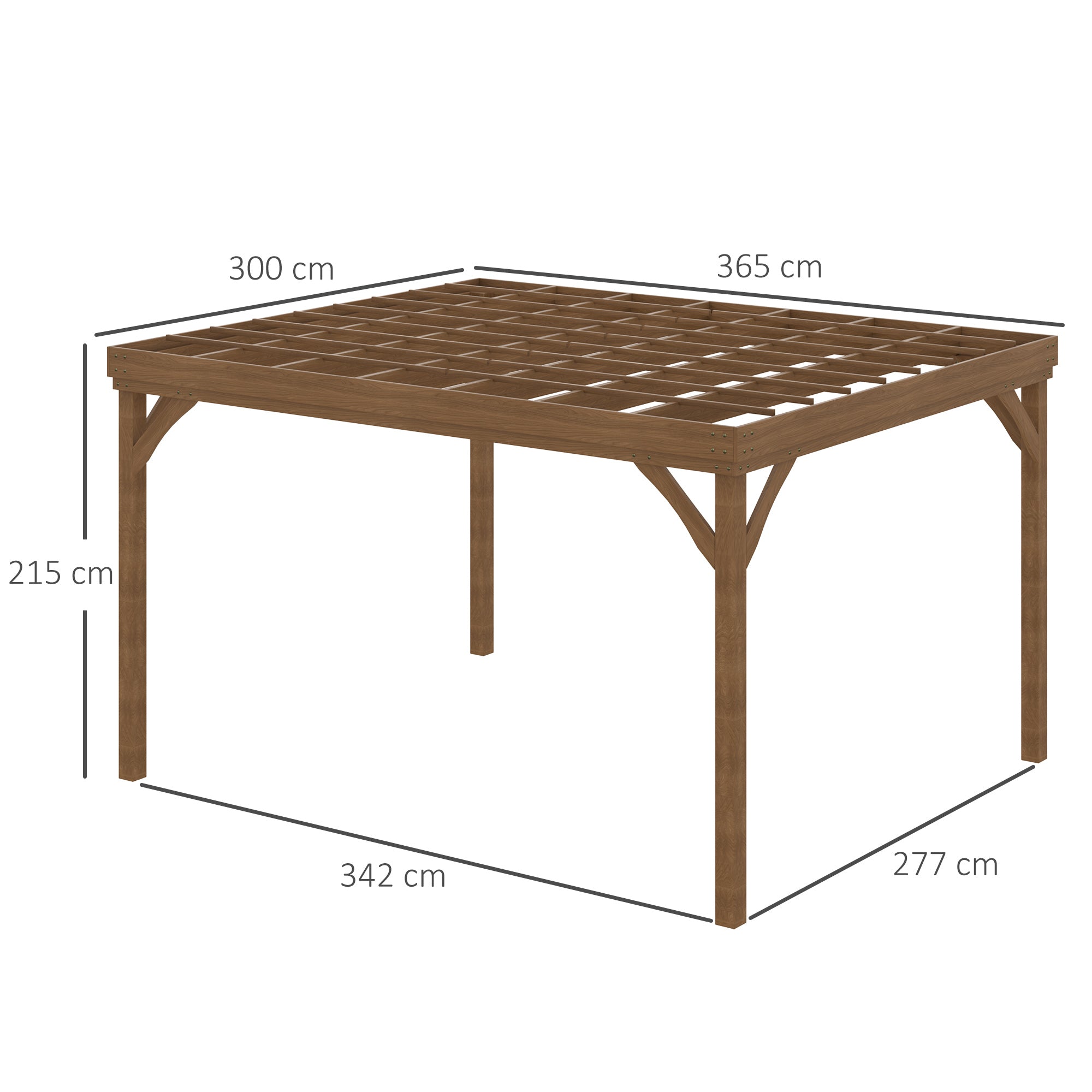 Outdoor Garden Pergola 4 x 3m Traditional Freestanding Wood Pergola with 4 Legs Terrace Roof to Decorate - Brown
