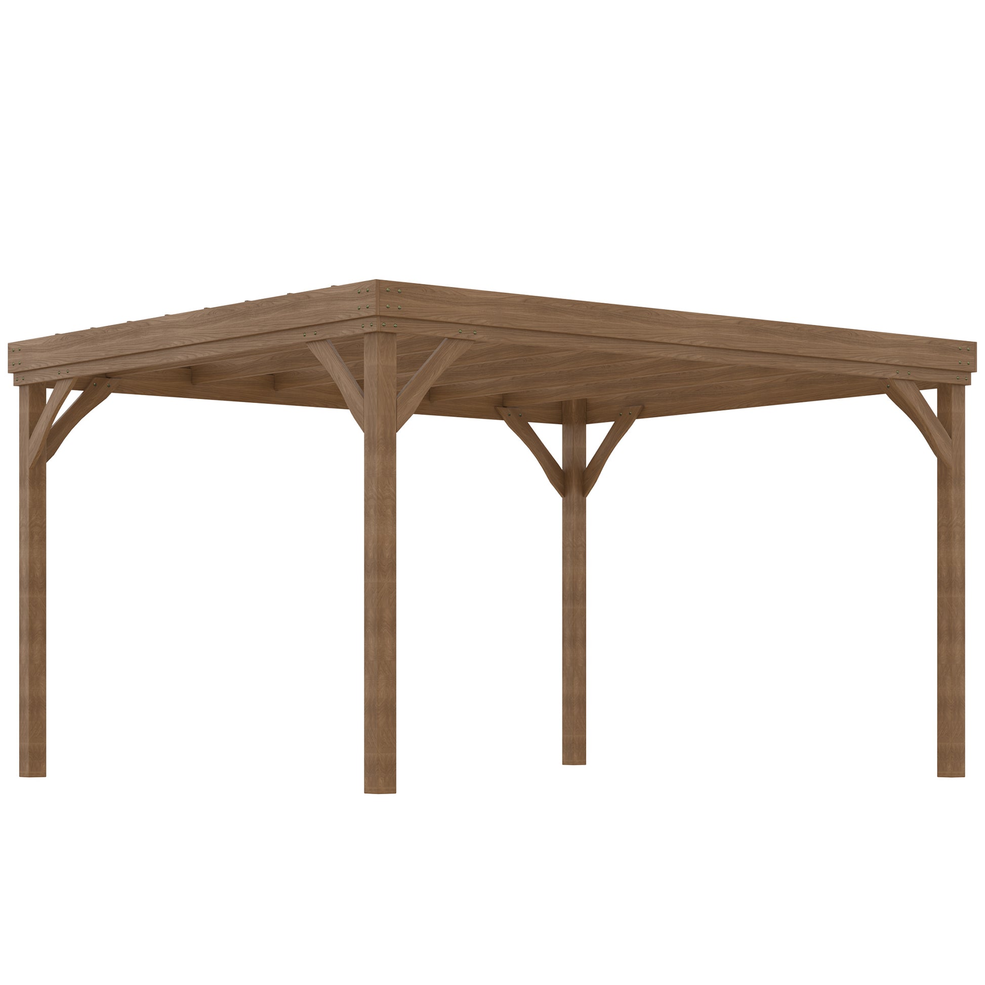 Outdoor Garden Pergola 4 x 3m Traditional Freestanding Wood Pergola with 4 Legs Terrace Roof to Decorate - Brown