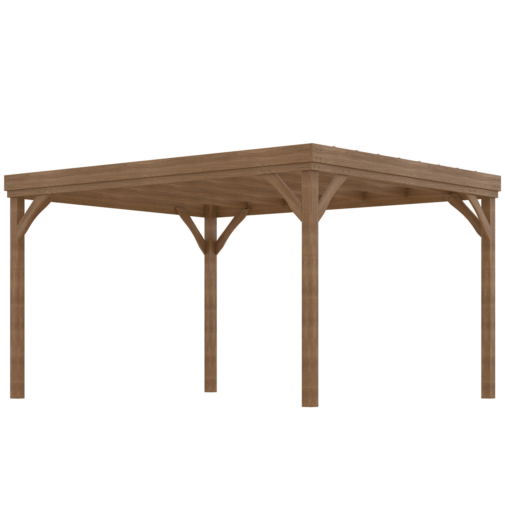 Outdoor Garden Pergola 4 x 3m Traditional Freestanding Wood Pergola with 4 Legs Terrace Roof to Decorate - Brown