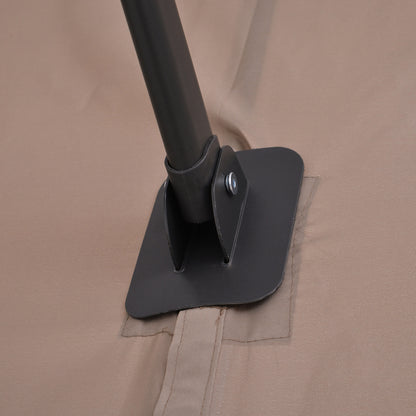 Sunshade Double Sunshade Oval 445x260cm Cantilever Umbrella with Crank Umbrella Stand Garden Umbrella Crank Umbrella, Market Umbrella for Garden Brown