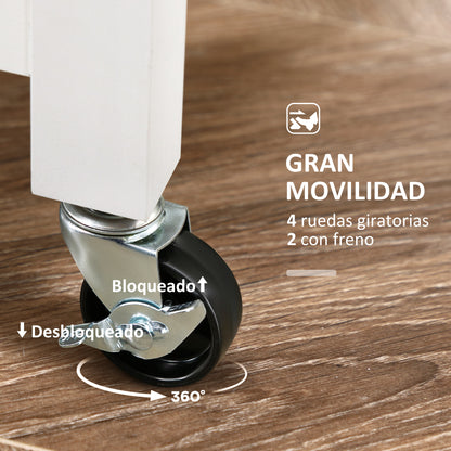 Kitchen Cart Utility Cart with Wheels Vegetable Cart with Wood Board 3 Drawers 2 Open Shelves and Removable Tray for Dining Room Living Room 67x37x85.5 cm White