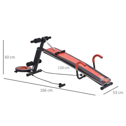 Folding Sit Up Bench Multifunctional Weight Bench with Resistance, Exercise Bench for Full Body Training Flat Incline Bench Ab Trainer for Home Gym Fitness Bench up to 120 kg