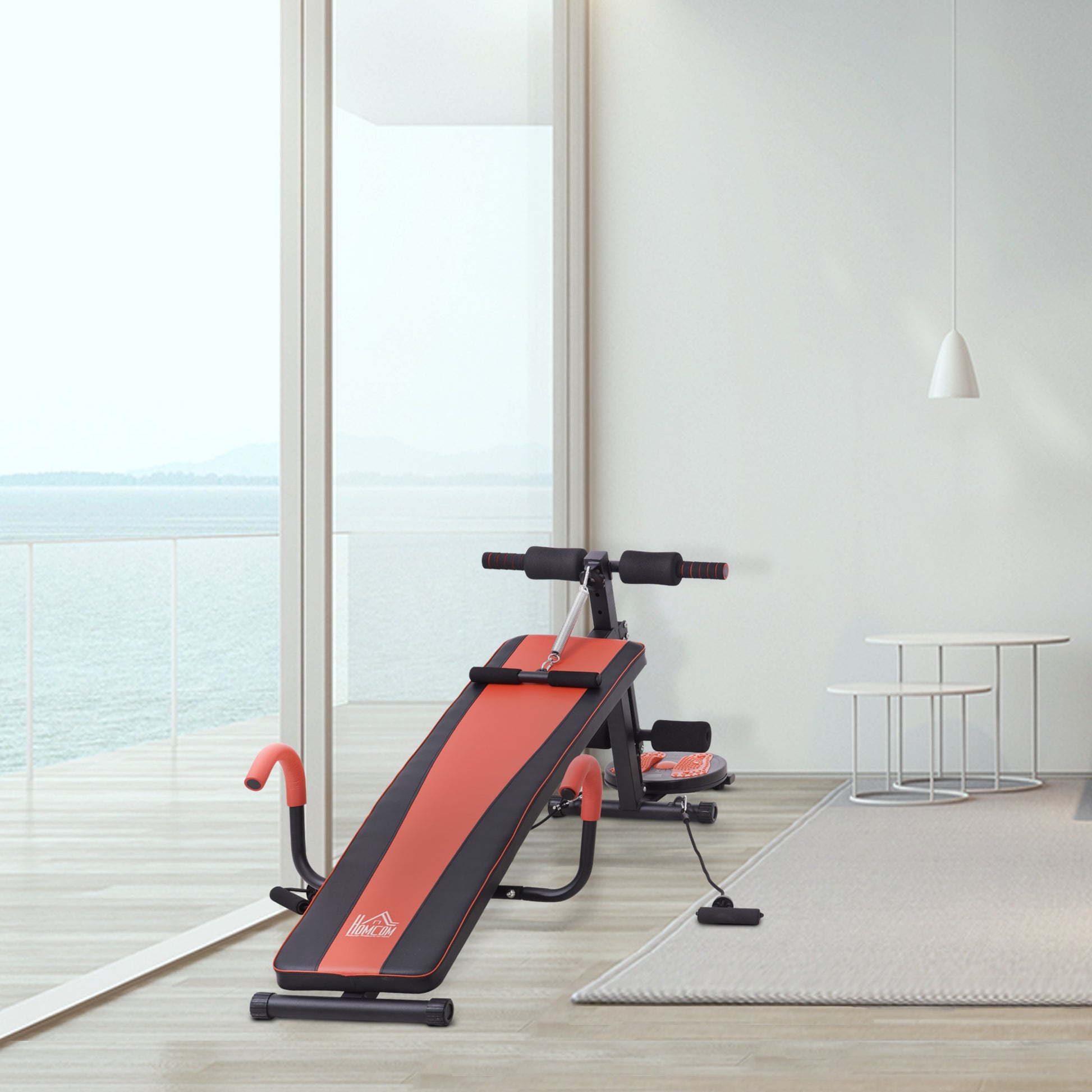 Folding Sit Up Bench Multifunctional Weight Bench with Resistance, Exercise Bench for Full Body Training Flat Incline Bench Ab Trainer for Home Gym Fitness Bench up to 120 kg