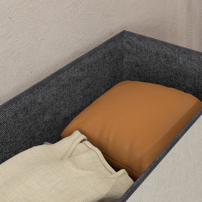 Storage Bench Ottoman, 76 x 38 x 38 cm, 84L, Foldable, End of Bed, Footrest, with Lid, for Hallway, Living Room, Tufted Linen, Cream