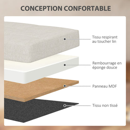 Storage Bench Ottoman, 76 x 38 x 38 cm, 84L, Foldable, End of Bed, Footrest, with Lid, for Hallway, Living Room, Tufted Linen, Cream