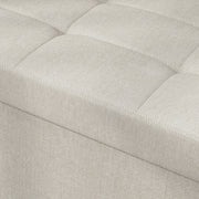 Storage Bench Ottoman, 76 x 38 x 38 cm, 84L, Foldable, End of Bed, Footrest, with Lid, for Hallway, Living Room, Tufted Linen, Cream