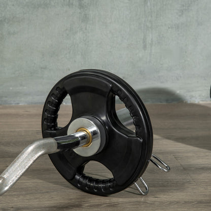 SPORTNOW Weight Plates Set of 2, Tri-Grip 2 x 5 KG Rubber Olympic Plates, floor-friendly weight plates with 5 cm bore, three handles, for weightlifting, strength training