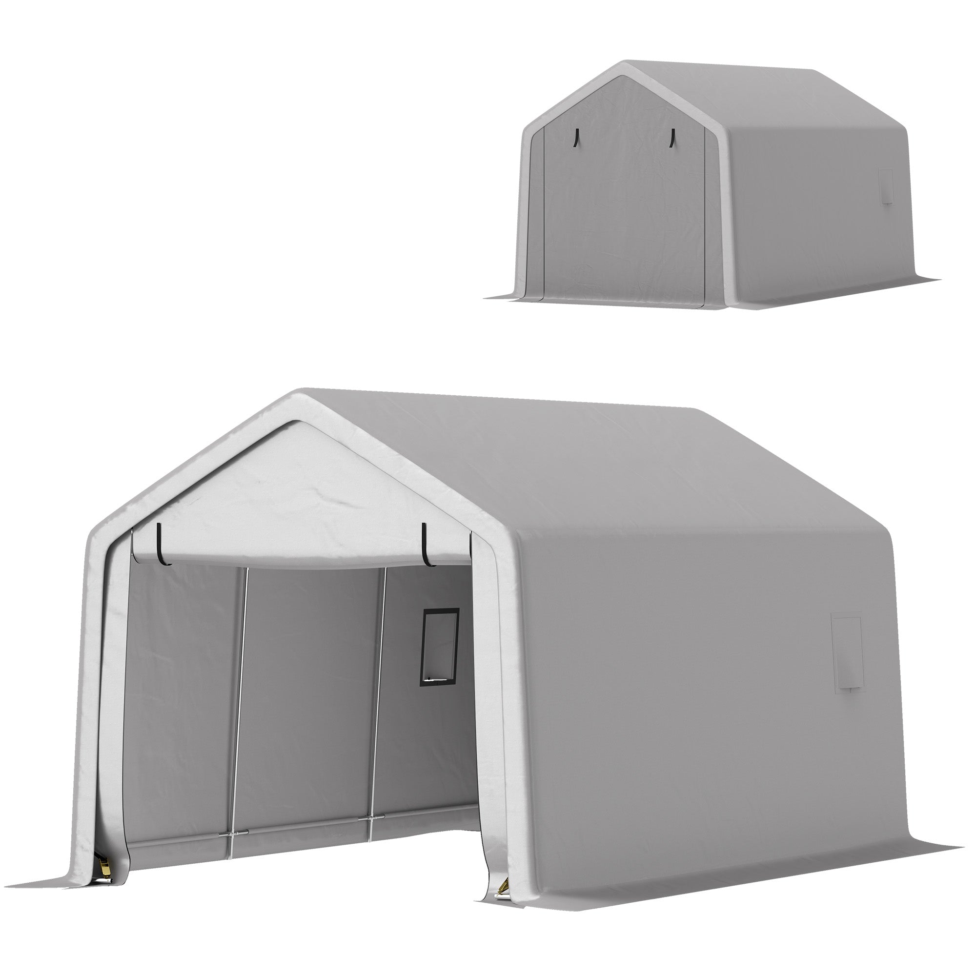 Carport Car Garage Tent 3 x 5.2 m, Outdoor Vehicle Shelter, Storage Tent with Removable Roll-Up Door, Carport for Cars, Trucks, Boats, Gray