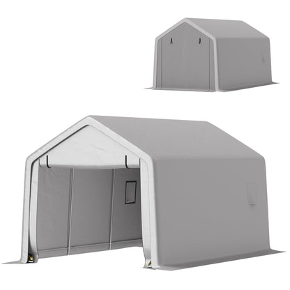 Carport Car Garage Tent 3 x 5.2 m, Outdoor Vehicle Shelter, Storage Tent with Removable Roll-Up Door, Carport for Cars, Trucks, Boats, Gray