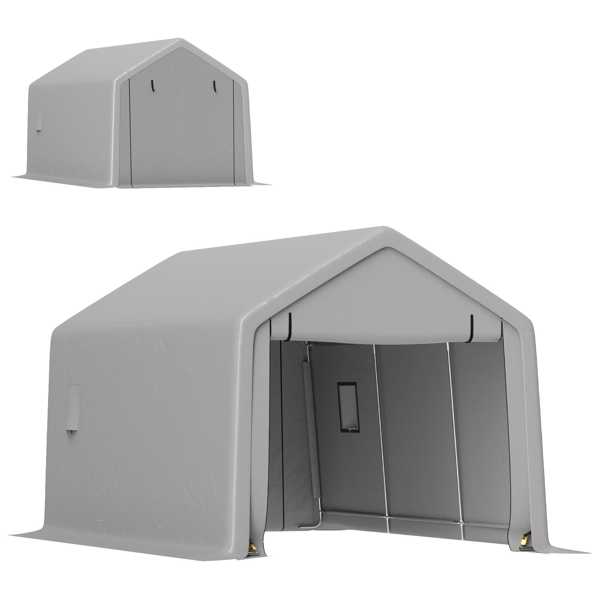 Carport Car Garage Tent 3 x 5.2 m, Outdoor Vehicle Shelter, Storage Tent with Removable Roll-Up Door, Carport for Cars, Trucks, Boats, Gray