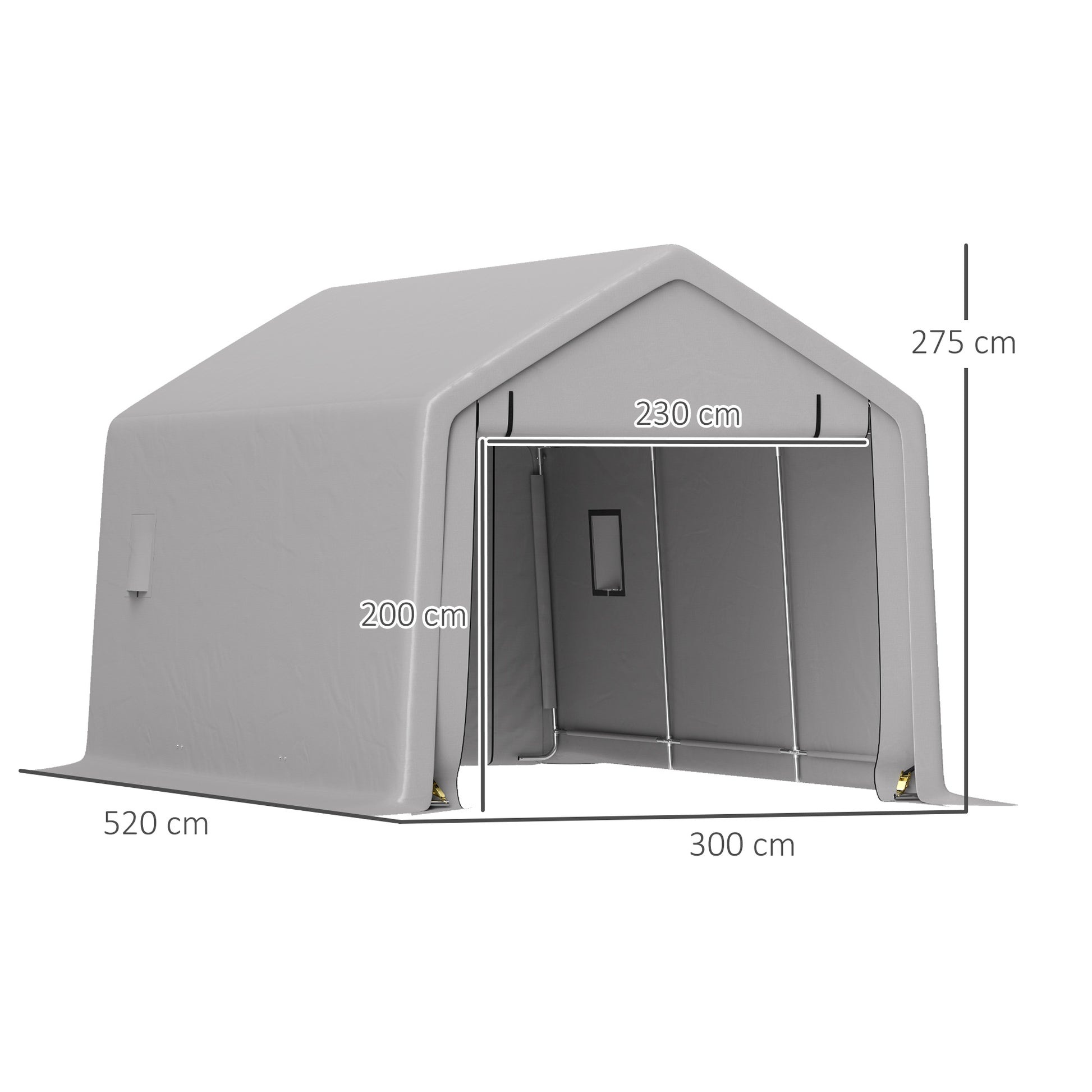 Carport Car Garage Tent 3 x 5.2 m, Outdoor Vehicle Shelter, Storage Tent with Removable Roll-Up Door, Carport for Cars, Trucks, Boats, Gray
