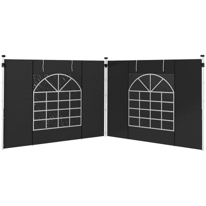 2-Piece Side Walls for Gazebo 3x3/3x6 m, Side Wall with Window and Velcro Fastener, Waterproof Oxford Fabric Side Walls, as Wind and Privacy Protection for Party Tent, Black
