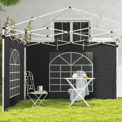 2-Piece Side Walls for Gazebo 3x3/3x6 m, Side Wall with Window and Velcro Fastener, Waterproof Oxford Fabric Side Walls, as Wind and Privacy Protection for Party Tent, Black