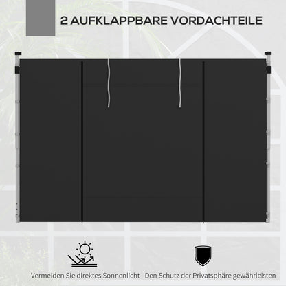 2-Piece Side Walls for Gazebo 3x3/3x6 m, Side Wall with Window and Velcro Fastener, Waterproof Oxford Fabric Side Walls, as Wind and Privacy Protection for Party Tent, Black