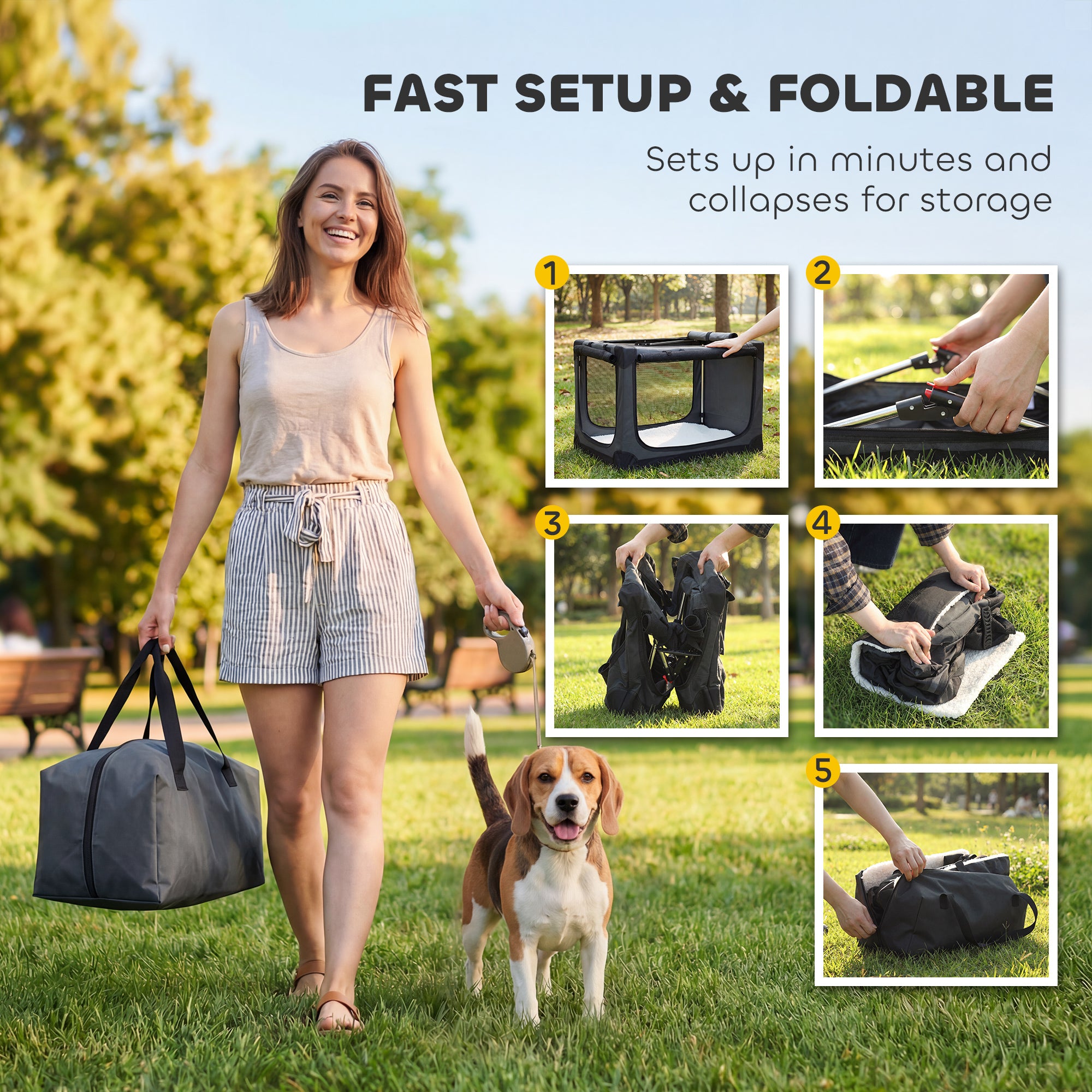 Foldable Soft Dog & Cat Carrier — Travel Crate with Cushion, Washable Cover, Breathable 600D Oxford, 30 x 21 x 21 in (76 x 54 x 54 cm), Green