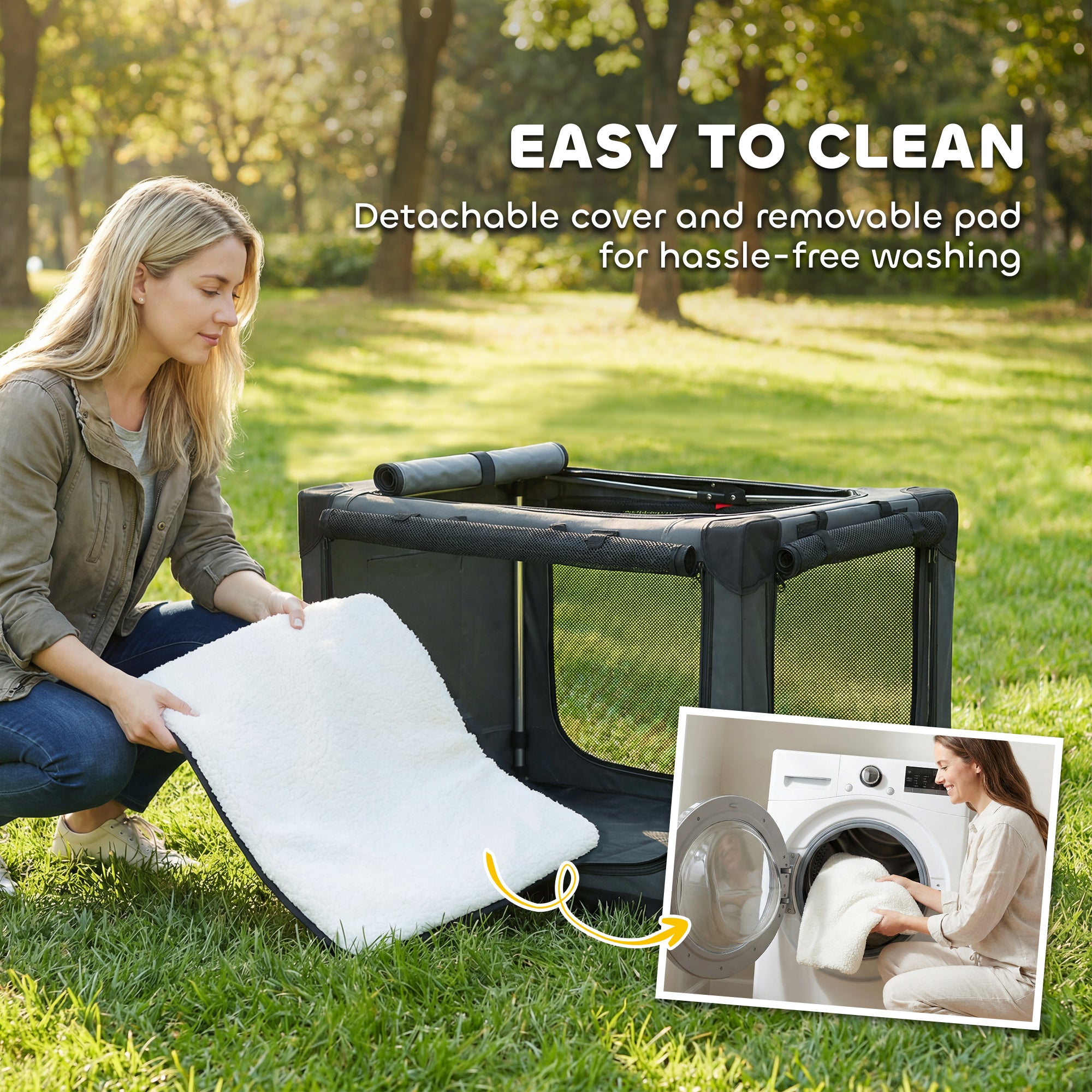Foldable Soft Dog & Cat Carrier — Travel Crate with Cushion, Washable Cover, Breathable 600D Oxford, 30 x 21 x 21 in (76 x 54 x 54 cm), Green
