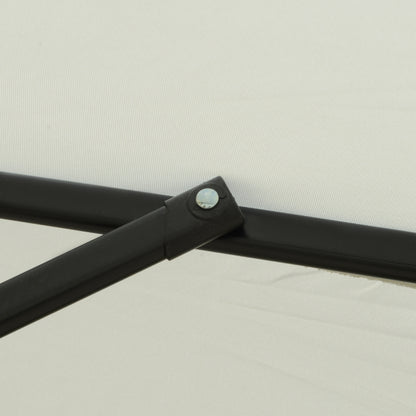 2.7m Round Garden Umbrella with Crank, Air Vent, Ruffle Edge, UV50+, Outdoor Umbrella with 8 Aluminum and Polyester Ribs, for Beach Balcony Terrace, Cream