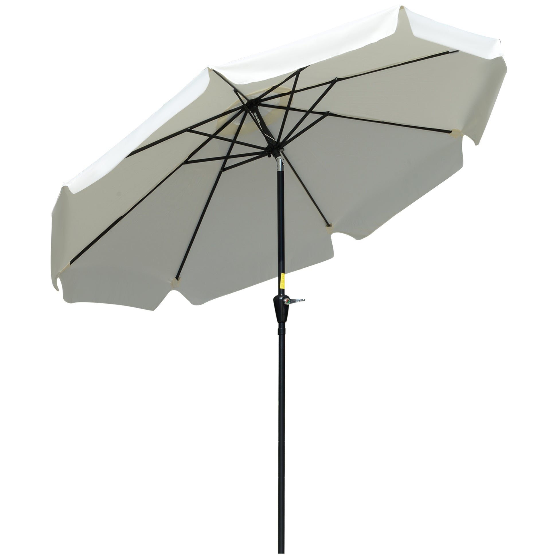 2.7m Round Garden Umbrella with Crank, Air Vent, Ruffle Edge, UV50+, Outdoor Umbrella with 8 Aluminum and Polyester Ribs, for Beach Balcony Terrace, Cream