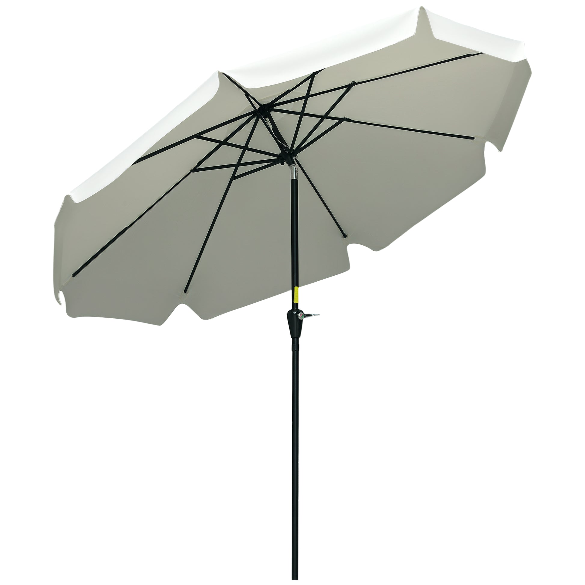 2.7m Round Garden Umbrella with Crank, Air Vent, Ruffle Edge, UV50+, Outdoor Umbrella with 8 Aluminum and Polyester Ribs, for Beach Balcony Terrace, Cream