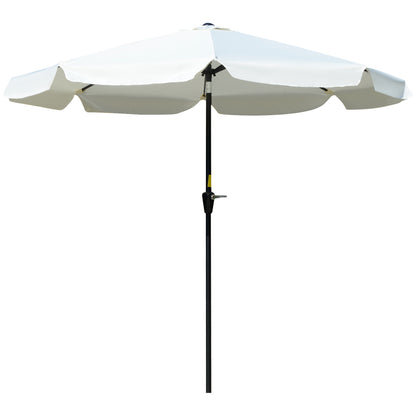 2.7m Round Garden Umbrella with Crank, Air Vent, Ruffle Edge, UV50+, Outdoor Umbrella with 8 Aluminum and Polyester Ribs, for Beach Balcony Terrace, Cream