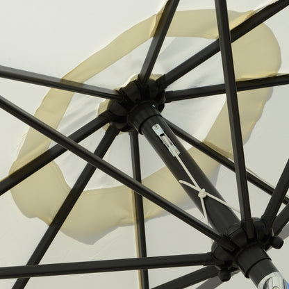 2.7m Round Garden Umbrella with Crank, Air Vent, Ruffle Edge, UV50+, Outdoor Umbrella with 8 Aluminum and Polyester Ribs, for Beach Balcony Terrace, Cream