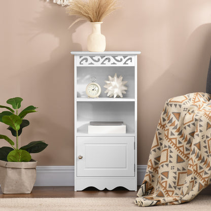 Floor Cabinet and 2-Shelf Cabinet with Door in White MDF Bathroom 40W x 23D x 80H cm White