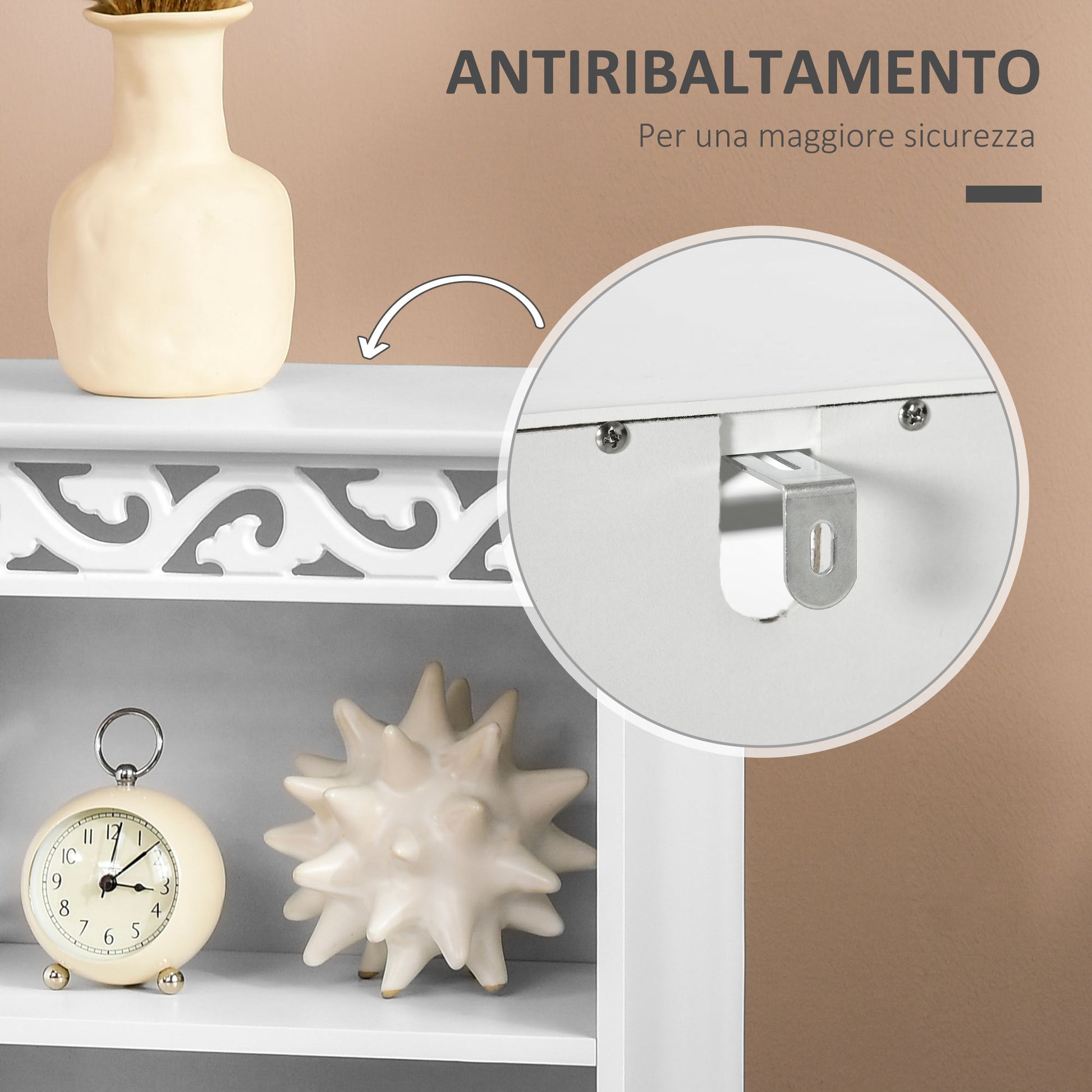 Floor Cabinet and 2-Shelf Cabinet with Door in White MDF Bathroom 40W x 23D x 80H cm White