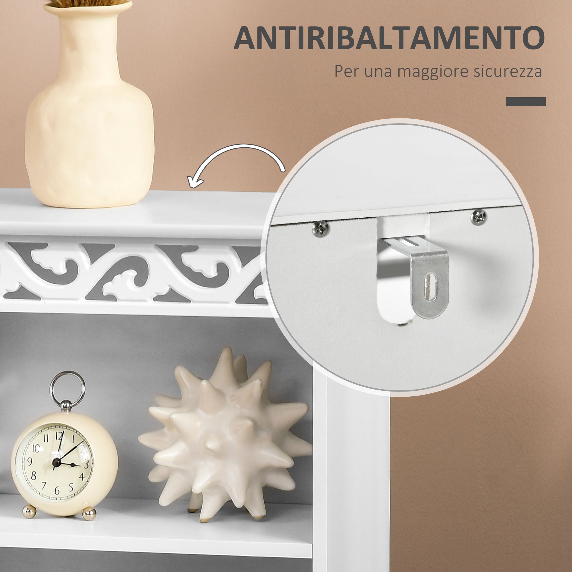 Floor Cabinet and 2-Shelf Cabinet with Door in White MDF Bathroom 40W x 23D x 80H cm White