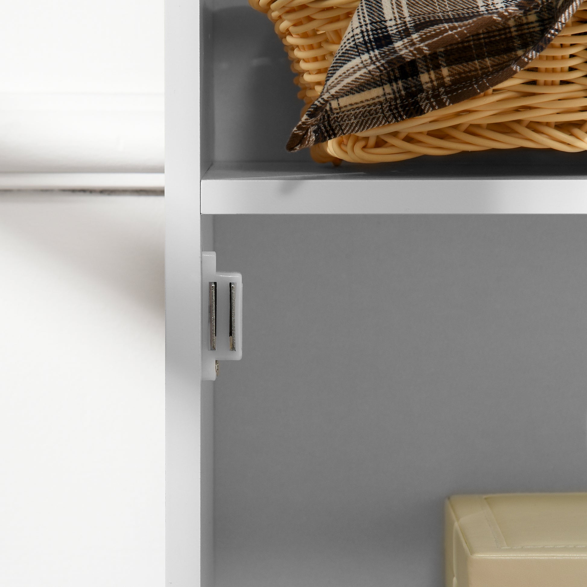 Floor Cabinet and 2-Shelf Cabinet with Door in White MDF Bathroom 40W x 23D x 80H cm White