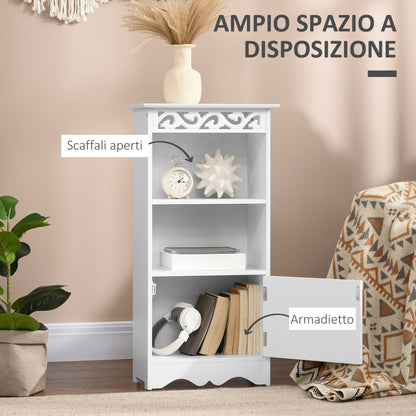 Floor Cabinet and 2-Shelf Cabinet with Door in White MDF Bathroom 40W x 23D x 80H cm White