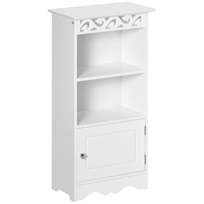 Floor Cabinet and 2-Shelf Cabinet with Door in White MDF Bathroom 40W x 23D x 80H cm White