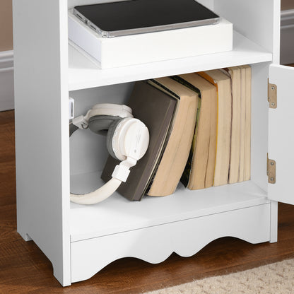 Floor Cabinet and 2-Shelf Cabinet with Door in White MDF Bathroom 40W x 23D x 80H cm White