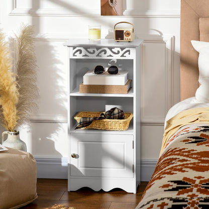 Floor Cabinet and 2-Shelf Cabinet with Door in White MDF Bathroom 40W x 23D x 80H cm White