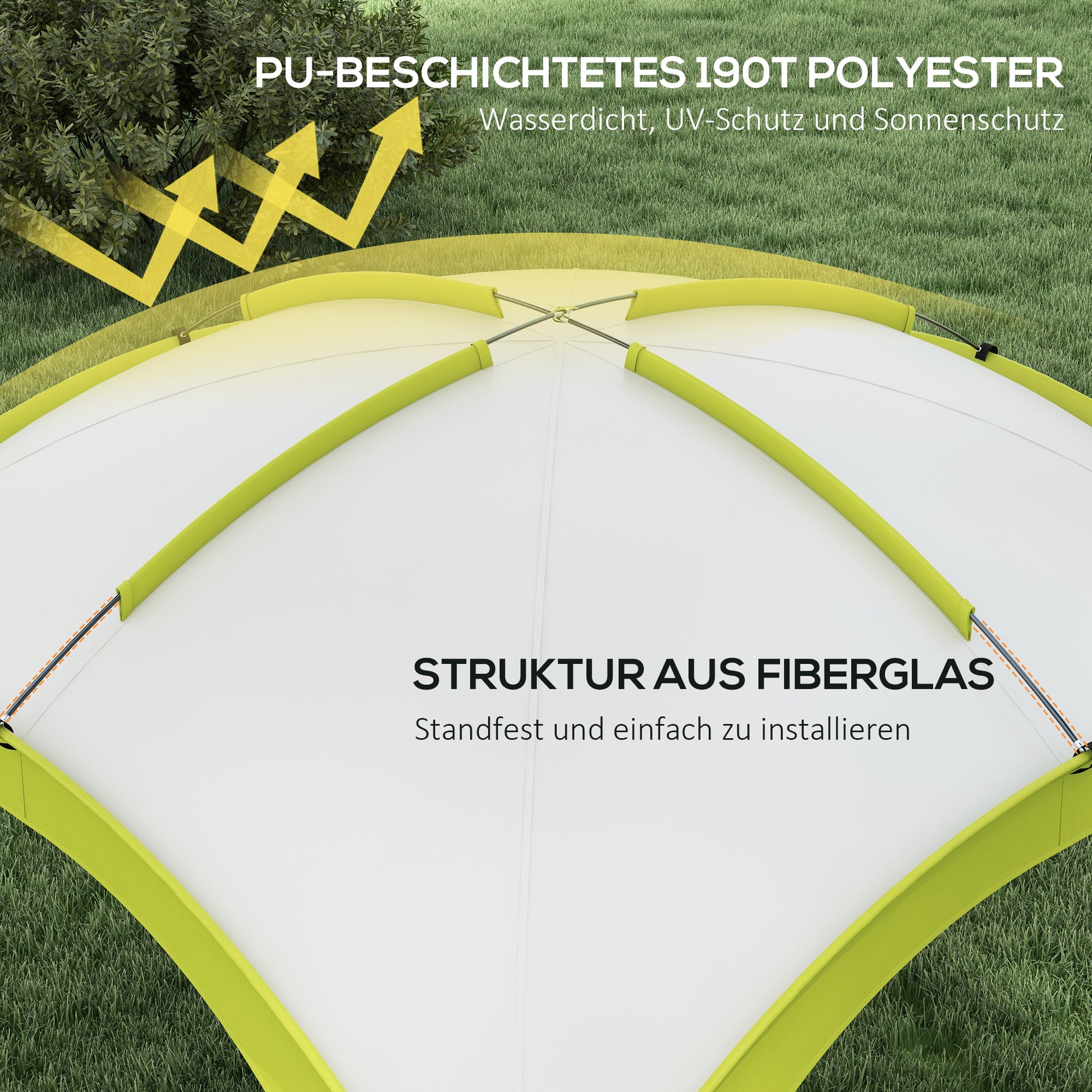Event Shelter 3.5 x 3.5m Pavilion with Hook Door, Rain Protection with Sturdy Steel Poles, Garden Pavilion with UV Protection, Party Tent Sunshade for Camping, Garden Festivals Green