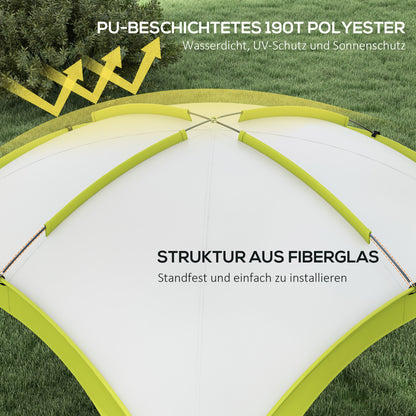 Event Shelter 3.5 x 3.5m Pavilion with Hook Door, Rain Protection with Sturdy Steel Poles, Garden Pavilion with UV Protection, Party Tent Sunshade for Camping, Garden Festivals Green