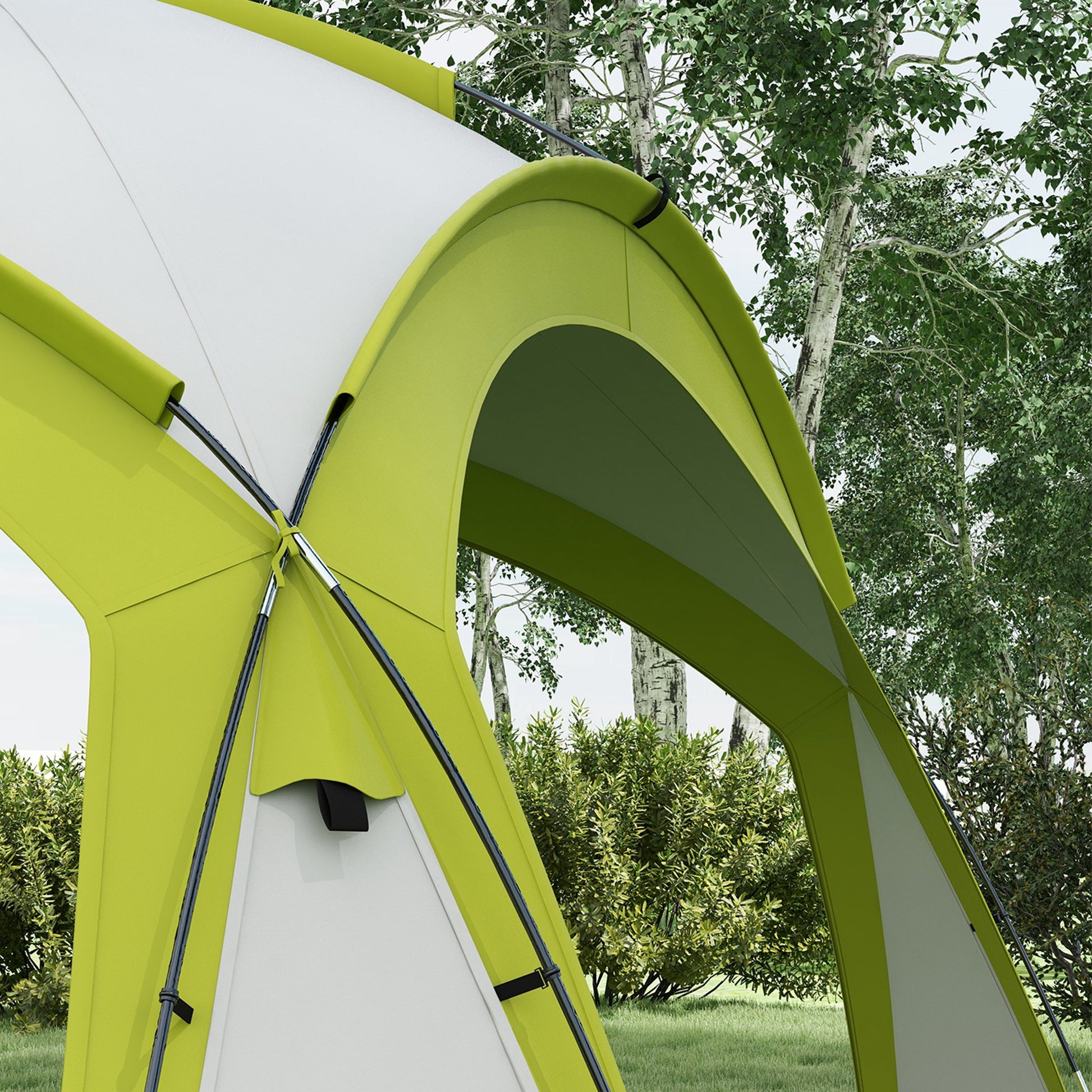 Event Shelter 3.5 x 3.5m Pavilion with Hook Door, Rain Protection with Sturdy Steel Poles, Garden Pavilion with UV Protection, Party Tent Sunshade for Camping, Garden Festivals Green