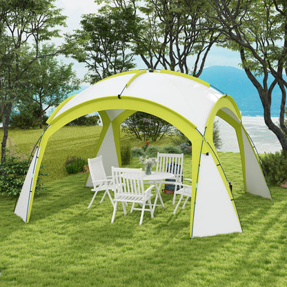 Event Shelter 3.5 x 3.5m Pavilion with Hook Door, Rain Protection with Sturdy Steel Poles, Garden Pavilion with UV Protection, Party Tent Sunshade for Camping, Garden Festivals Green