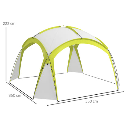 Event Shelter 3.5 x 3.5m Pavilion with Hook Door, Rain Protection with Sturdy Steel Poles, Garden Pavilion with UV Protection, Party Tent Sunshade for Camping, Garden Festivals Green