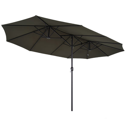 Double Sun Umbrella 455 x 265 cm, UV Protection Sunshade with Hand Crank, Balcony Umbrella Beach Umbrella Windproof Crank Umbrella Sun Protection for Beach Balcony Garden, Gray