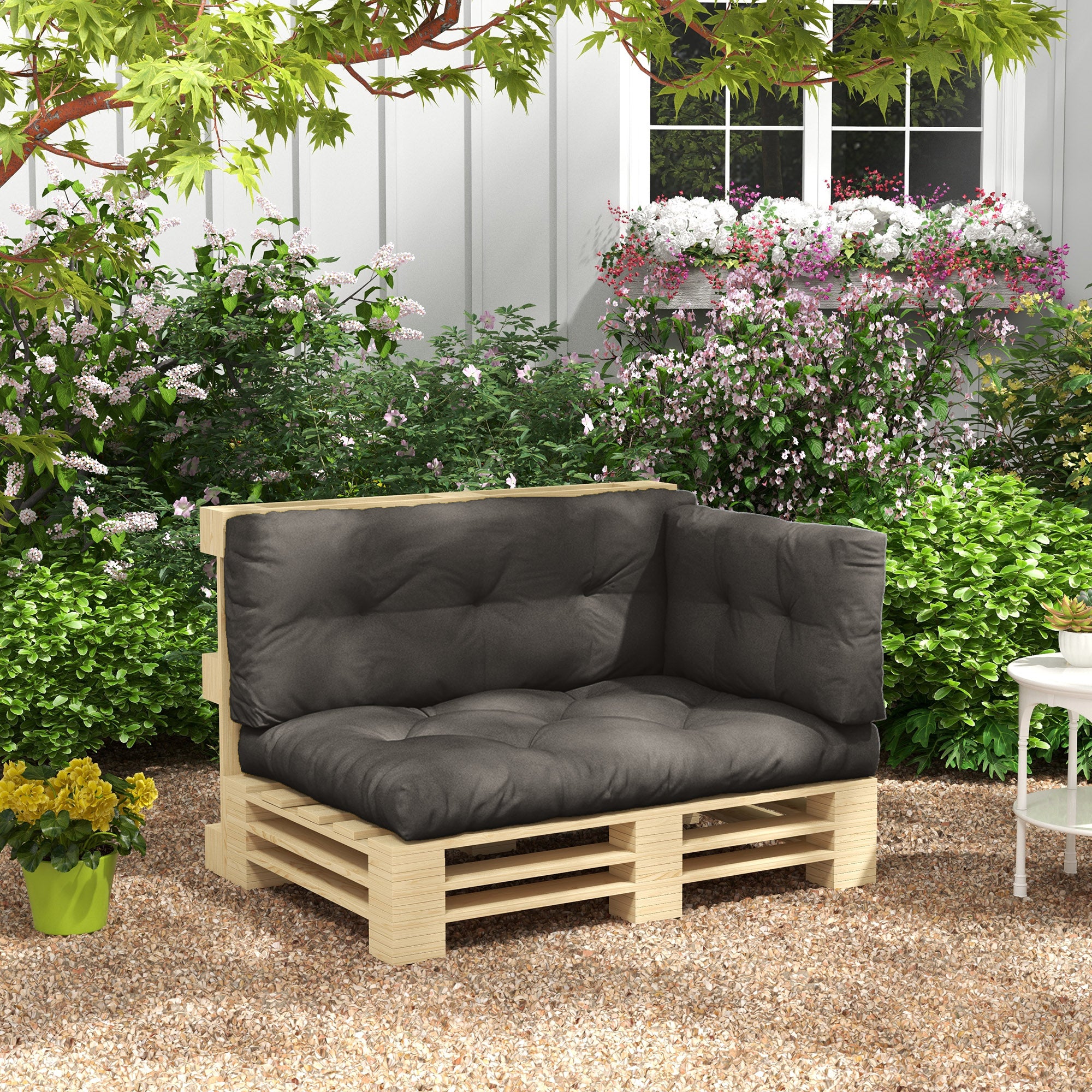 3 Seater Pallet Cushion 120cm x 80cm x 12cm Bench Pad Seat Cushion with UV Protection Garden Bench Cushion Water Repellent Cushion for Garden, Balcony Dark Gray