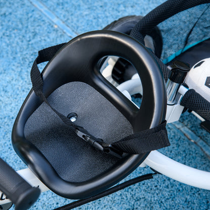 6-in-1 Tricycle with Push Handle, Toddler Tricycle with Removable Sunshade, Cushion, Balance Bike with 5-Point Safety Harness, Basket, Cup Holder, for 1-5 Year Olds, Blue